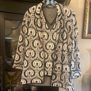 2-Piece Michael Simon Black and White Skull Cardigan